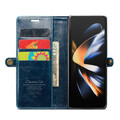 Blue Galaxy Z Fold4 Leather Business Wallet Card Slot Case - 4 Blue Galaxy Z Fold4 Leather Business Wallet Card Slot Case - 4