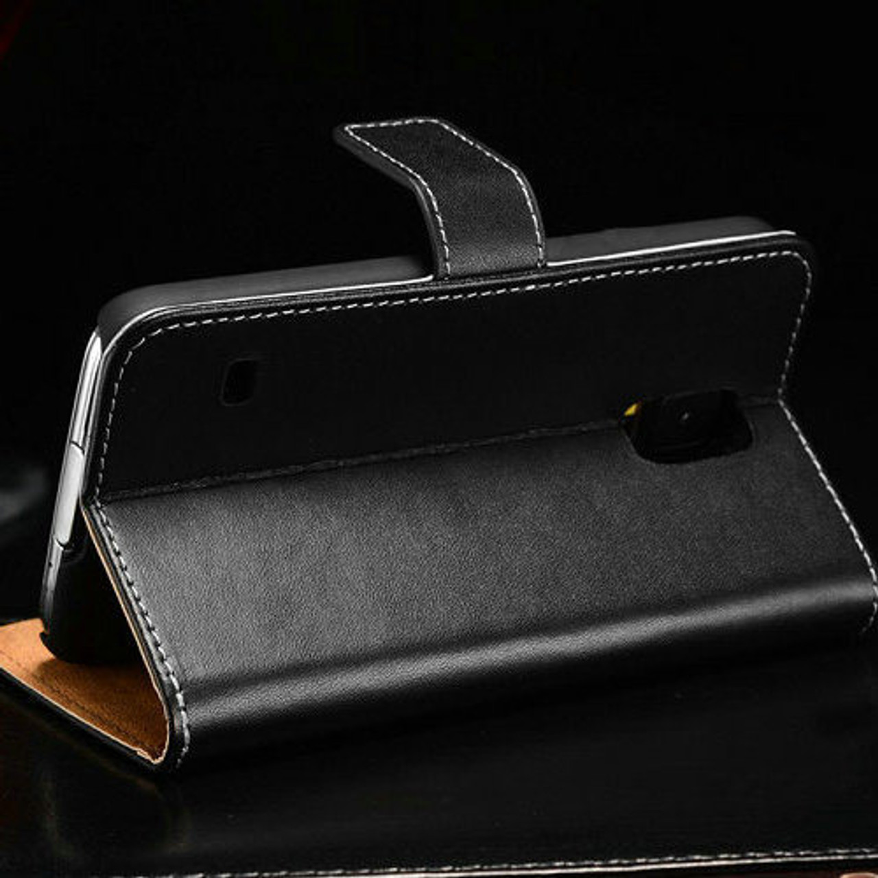 Samsung Galaxy S6 Genuine Leather Wallet Case Cover Black New Case