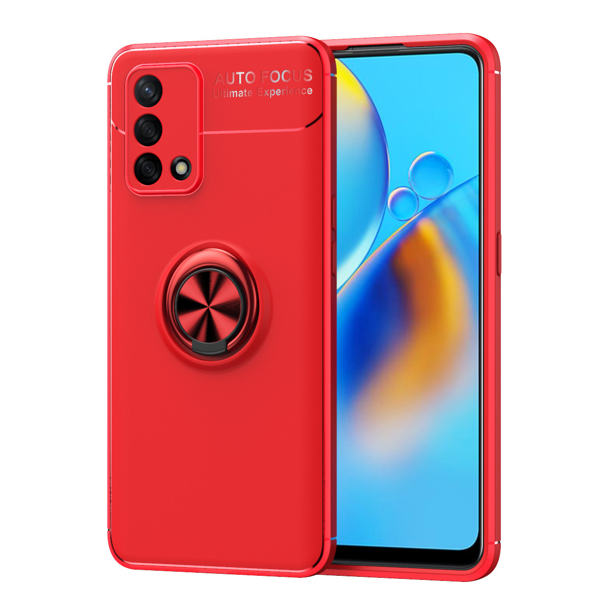 Red Shock Proof Metal Circle Holder 360 Ring Stand Case For OPPO A74 ...