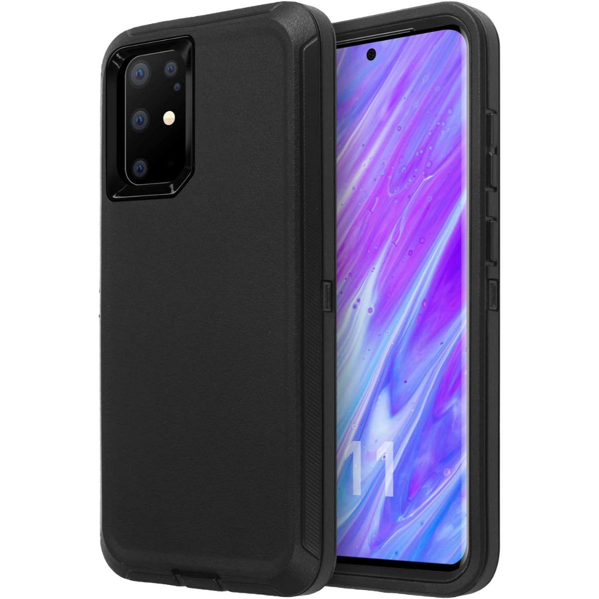 Black Heavy Duty Defender Military Grade Case For Galaxy S20+ Plus