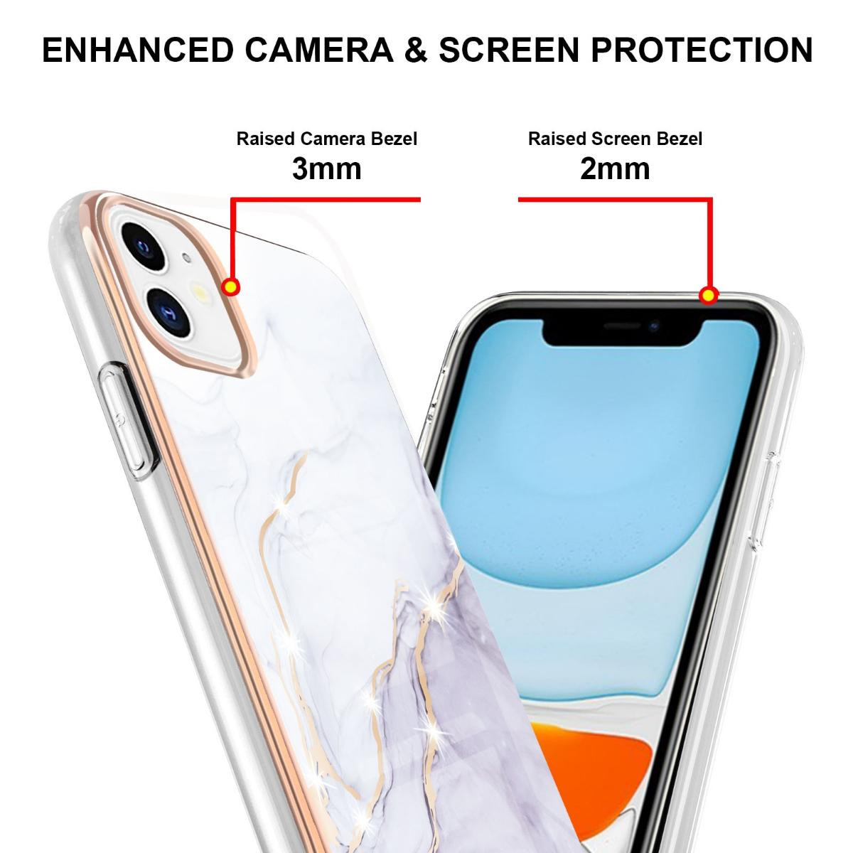 White IPhone 11 Electroplating Marble Pattern Slim Shockproof Case White IPhone 11 Electroplating Marble Pattern Slim Shockproof Case