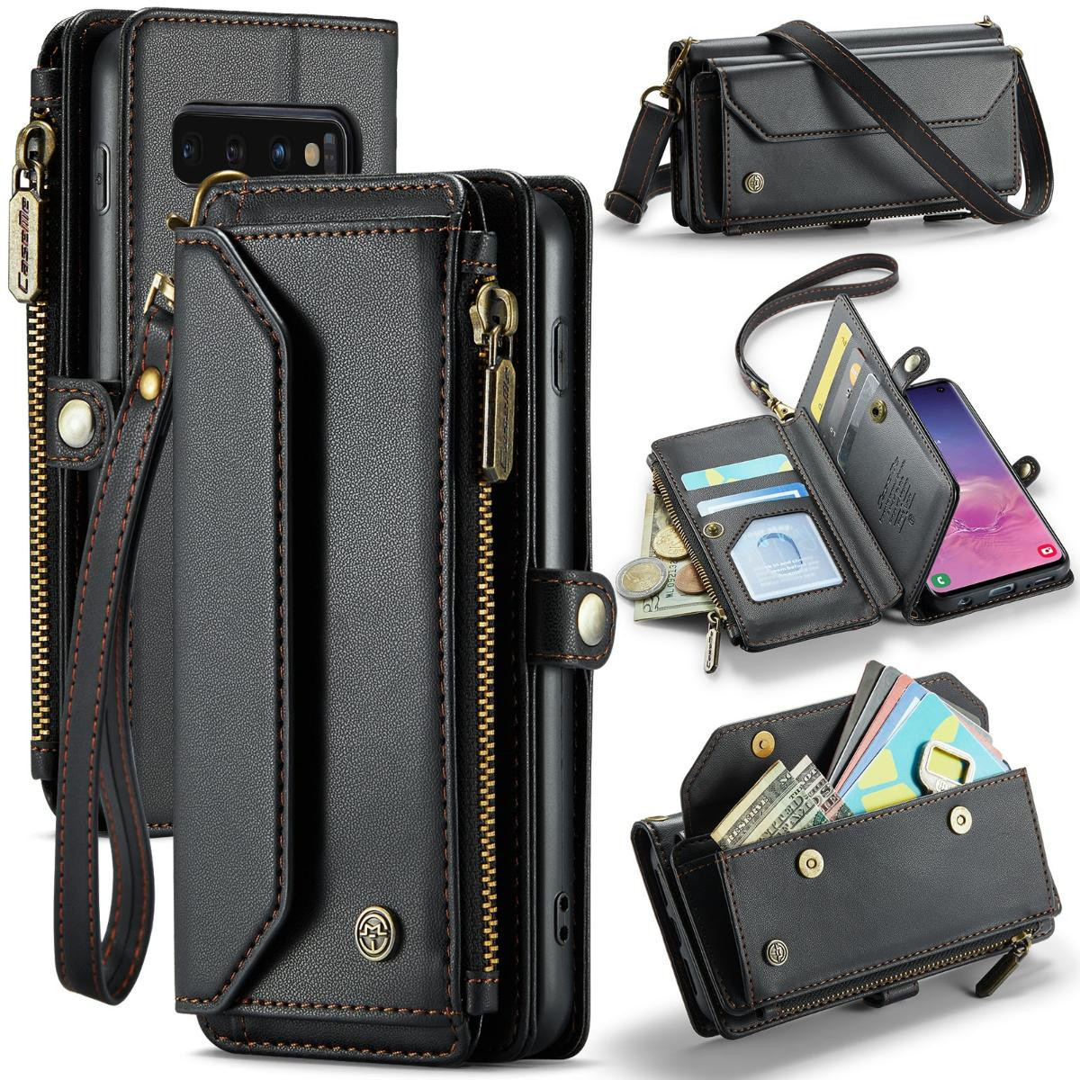 Leather Galaxy S10 Crossbody Case Black Galaxy S10 Crossbody