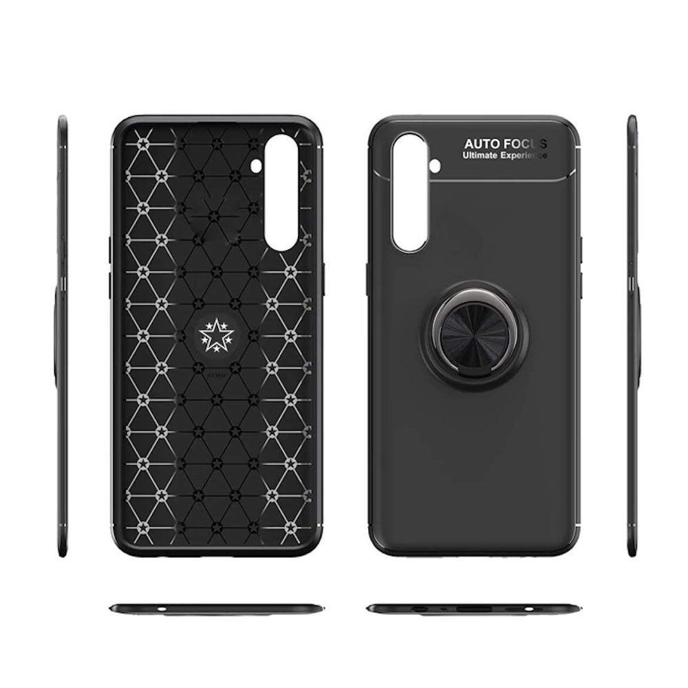 Black Oppo Find X2 Pro Armor Metal Circle Holder 360 Ring Stand Case