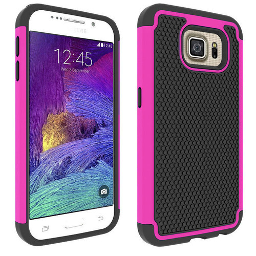 Hot Pink Heavy Duty Tough Shockproof Hard Case For Samsung Galaxy S6 Edge - 1