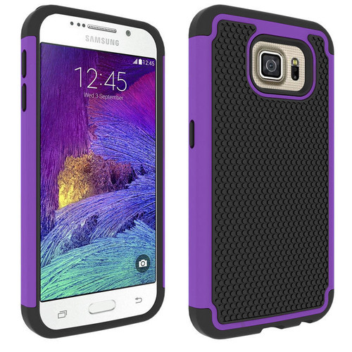 Purple Samsung Galaxy S6 Edge Hybrid Bumper Heavy Duty Impact Case Skin - 1