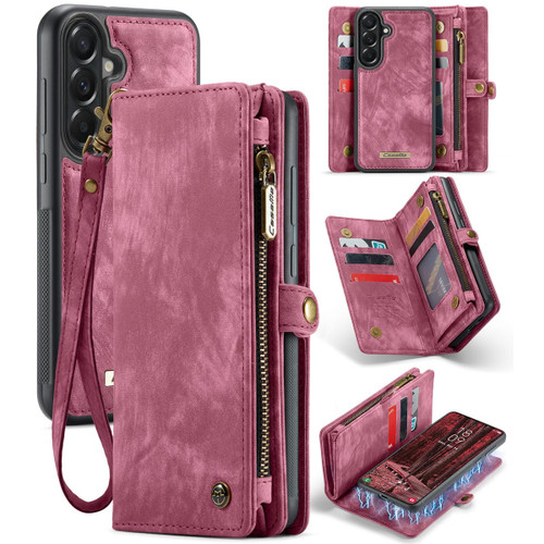 Red Galaxy A57 5G CaseMe 008 wallet case with detachable magnetic phone shell