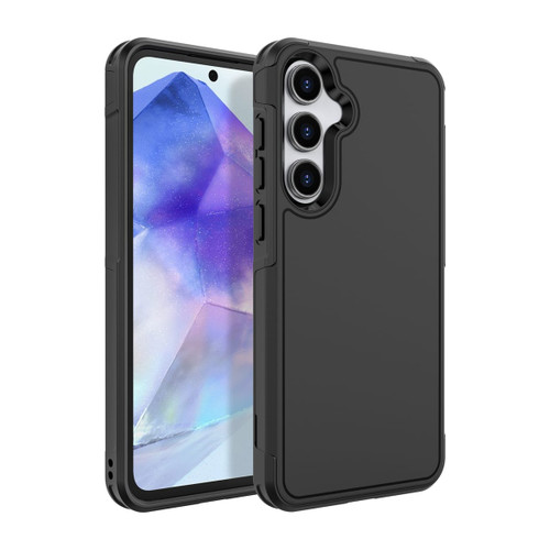 Black Galaxy A55 5G RedPepper Armor shockproof case front and back view