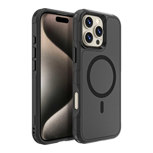 Black iPhone 16 Pro Max RedPepper Armor MagSafe case front and back view