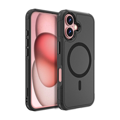 Black iPhone 16 RedPepper Armor MagSafe case front and back view