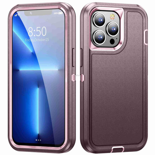 Purple iPhone 12 military grade defender case front and back view