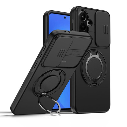 Black Samsung Galaxy A37 5G Shockproof Camshield Ring Case - Front View