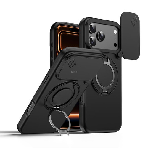 Black Apple iPhone 18 Pro / 17 Pro Shockproof Camshield Ring Case - Front View