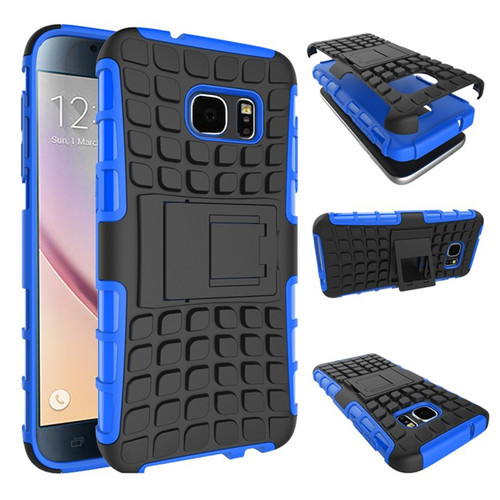 Blue Samsung Galaxy S7 Dual Layer Rugged Combo Tyre Kickstand Case