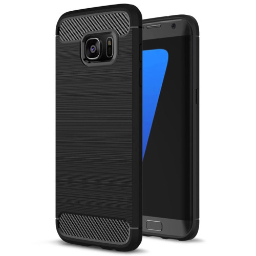 Black Samsung Galaxy S7 Edge Slim Defender Carbon Fibre Case Cover - 1