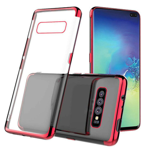 Red Plated Clear Ultra Slim Soft Gel Case For Samsung Galaxy S10+ Plus