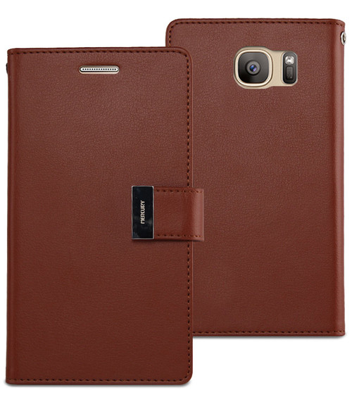 Vintage Brown Galaxy S7 Genuine Mercury Rich Diary Wallet Case - 1