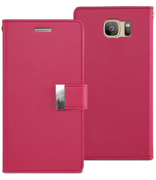 Hot Pink Mercury Rich Diary Stylish Wallet Case For Galaxy S7 Edge - 1