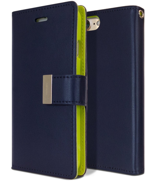 Navy Genuine Mercury Rich Diary Premium Wallet Case For iPhone 7 / 8 - 1