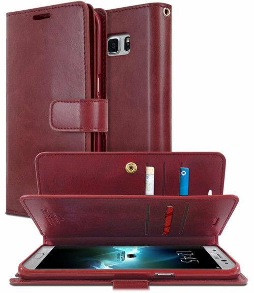 Classy Galaxy S8 Genuine Mercury Mansoor Diary Wallet Case - Wine - 1