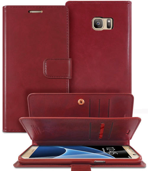 Premium Galaxy S5 Genuine Mercury Mansoor Diary Wallet Case - Wine - 1