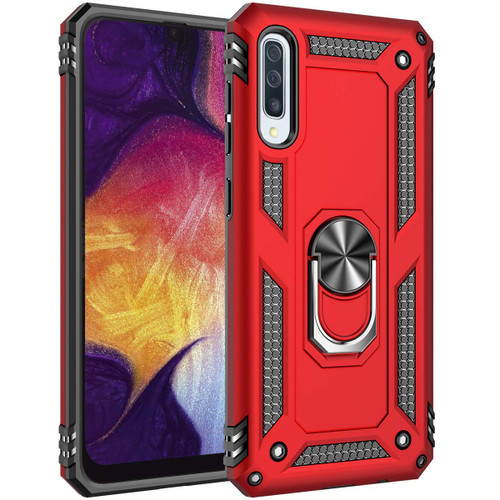 Red Galaxy A50  Slim Heavy Duty 360 Rotating Metal Ring Stand Case - 1