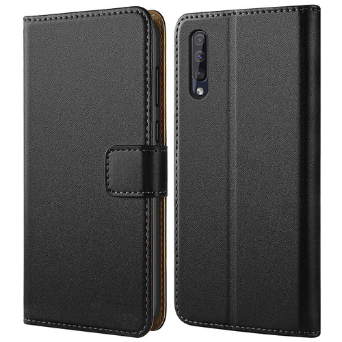 Samsung Galaxy A50 Genuine Leather Business Wallet Smart Case - Black - 1