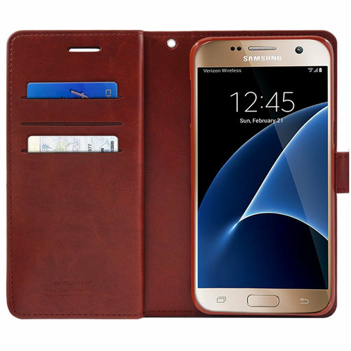 Wine Galaxy J5 Pro Genuine Mercury Mansoor Diary Wallet Case - 1