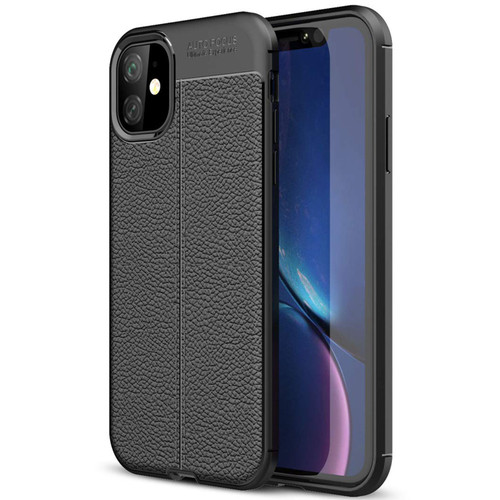 Black iPhone 11 Ultra Slim Carbon Fibre Leather Texture Case - 1