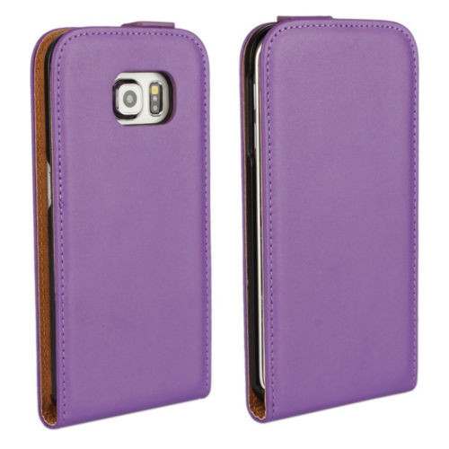 Purple Samsung Galaxy S6 Premium Leather Vertical Flip Case