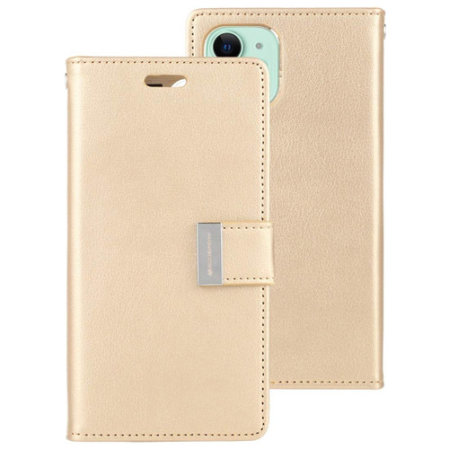 Gold iPhone 11 Genuine Mercury Rich Diary Wallet Card Slot Case - 1