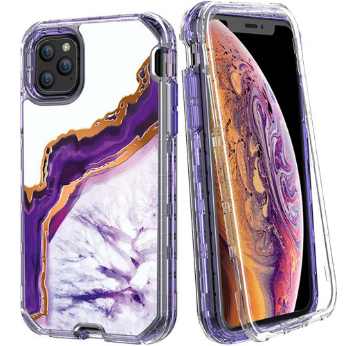Luxury Purple Marble 3 in 1 Shock Proof Full Body Case For iPhone 11 - 1