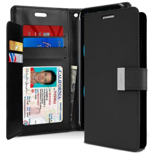 Black Genuine Mercury Rich Diary Card Slot Wallet Case For Galaxy A70 - 1