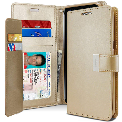 Shiny Gold Galaxy A70 Mercury Rich Diary Card Slot Wallet Card - 1