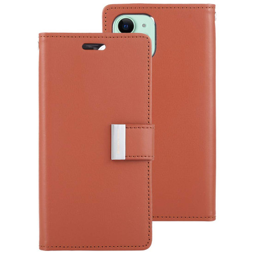 Brown iPhone 11 Pro MAX Genuine Mercury Rich Diary Wallet Card Case - 1