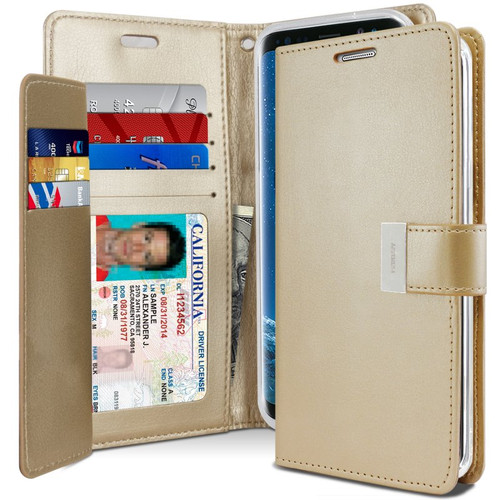 Shiny Gold Genuine Rich Diary Wallet Card Case For Galaxy S20 Ultra - 1