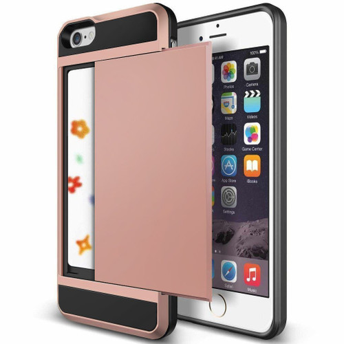 Rose Gold iPhone SE 1st Gen (2016) Shock Proof Slide Card Armor Case - 1