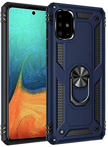 Navy Heavy Duty 360 Rotating Metal Ring Stand Case For Galaxy A31 - 1