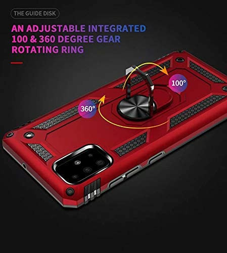 Red Galaxy A31 Slim Armor 360 Rotating Metal Ring Stand Case Cover - 2