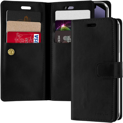 Black iPhone 12 Mini 5.4" Genuine Mercury Mansoor Diary Wallet Case - 1