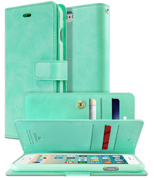 Mint Green iPhone XR Genuine Mercury Mansoor Diary Wallet Case - 1