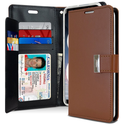 Brown Galaxy Note 9 Genuine Rich Diary Wallet Card Case Cover - 1
