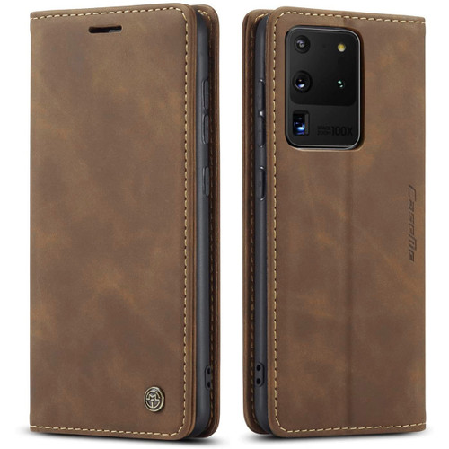 Brown Galaxy S20 Ultra CaseMe Wallet Vintage Retro Magnetic Case - 1