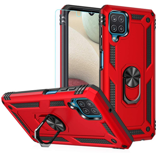 Red Galaxy A12 Metal Ring 360 Rotating Tough Slim Armor Stand Case - 1