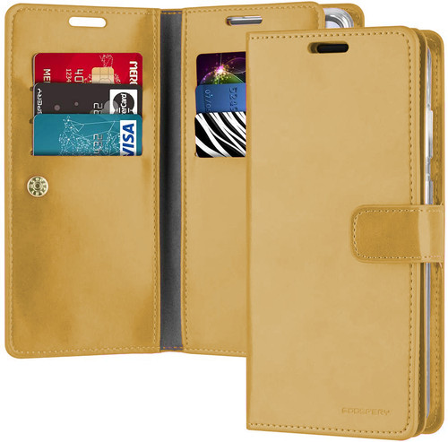 Shiny Gold Samsung Galaxy A52 Mercury Mansoor Wallet Case Cover - 1