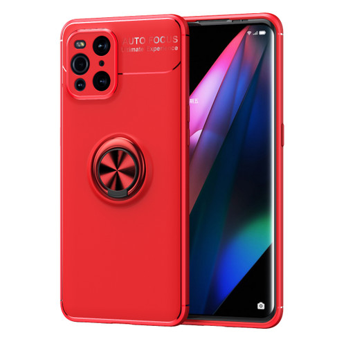 Red Oppo Find X3 Pro Slim Shockproof 360 Rotating Ring Case - 1
