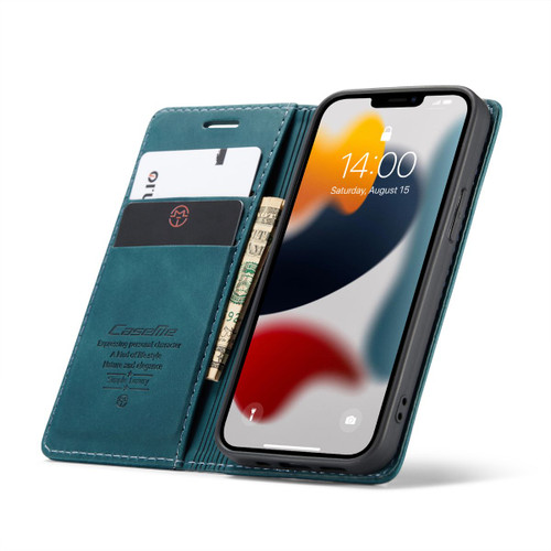 Blue iPhone 13 Mini CaseMe Compact Flip Magnetic Wallet Case - 1