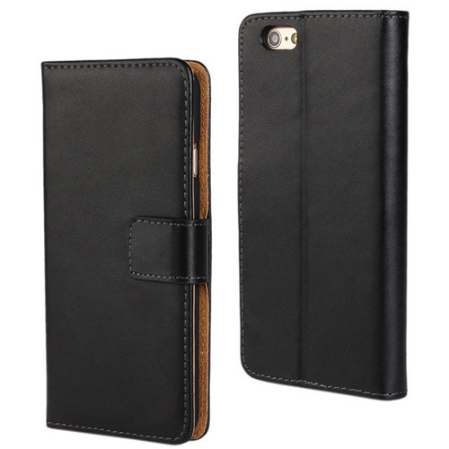 Black Genuine Leather Wallet Case for Apple iPhone 6 / 6S Mobile Phone Cover - 1