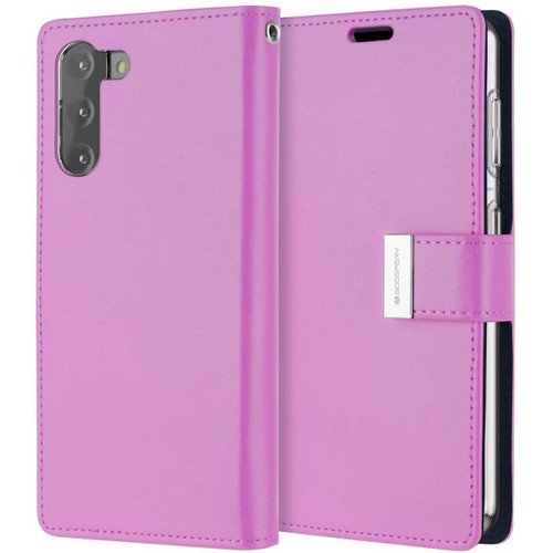 Purple Galaxy S22 Plus Stylish Rich Diary Wallet Card Holder Case - 1