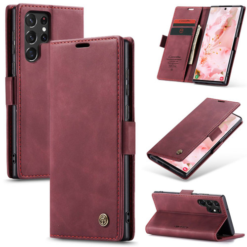 Wine CaseMe Soft Matte Exceptional Wallet Case For Samsung Galaxy S22 Ultra - 1