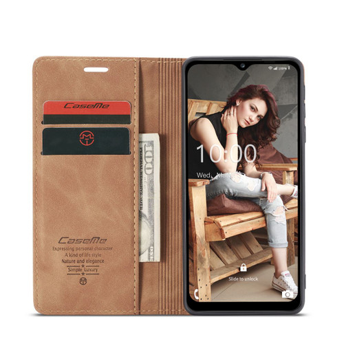 Brown Galaxy A12 CaseMe Soft Matte Quality Wallet Case - 1